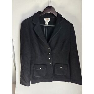 Talbots Italian 6 Womens Black Button 100% Wool Blazer Office‎ Career Business